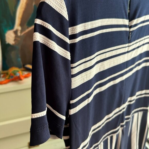 Ellen Weaver Elegant Navy and White Striped Jumpsuit M - Picture 11 of 16